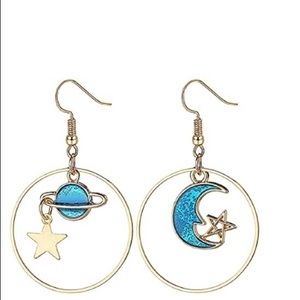 Mismatched Planet and Moon earrings
